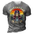 Vintage Best Cat Dad Ever Cat Riding Motorcycle Fathers Day 3D Print Casual Tshirt Grey