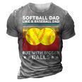 Vintage Softball Dad Like A Baseball Dad Us Flag Fathers Day 3D Print Casual Tshirt Grey