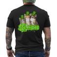 Three Cat St Patricks Day T  Kitty Kitten Lover Irish  Men's Crewneck Short Sleeve Back Print T-shirt