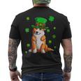 Funny Dog Lovers Cute Corgi St Patricks Day Shamrock Lucky  Men's Crewneck Short Sleeve Back Print T-shirt