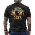 Cat Theme For Cats Lover Easily Distracted By Cats Men's T-shirt Back Print