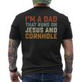 Im A Dad That Runs On Jesus Cornhole Christian Vintage Men's T-shirt Back Print