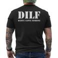 Dilf Damn I Love Fishing Fathers Day For Dad Men's Back Print T-shirt
