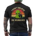 I Dont Believe In Humans Alien Ufo Cat Vintage Retro Men's T-shirt Back Print