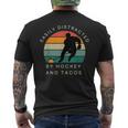 Easily Distracted By Hockey And Tacos Hockey Players Men's Back Print T-shirt