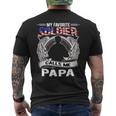 My Favorite Soldier Calls Me Papa - Proud Army Grandpa Men's T-shirt Back Print