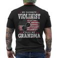 My Favorite Violinist Calls Me Grandma Usa Flag Mother Men's Back Print T-shirt My Favorite Violinist Calls Me Grandma Usa Flag Mother Men's Back Print T-shirt
