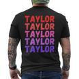 First Name Taylor - Colorful Modern Repeated Text Retro Men's Back Print T-shirt