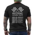 Funny Mechanic Hourly Rate Distressed Design Mens Back Print T-shirt
