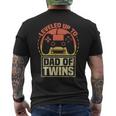 Gamer Dad Fathers Day Leveled Up To Dad Of Twins Vintage Men's T-shirt Back Print
