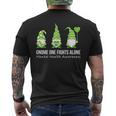 Gnome One Fights Alone Mental Health Awareness Green Ribbon Mens Back Print T-shirt