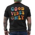 Good Vibes Only Groovy Trendy Peace Love 60S 70S Vintage Men's Back Print T-shirt