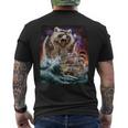 Monster Raccoon As Kraken Attack A War Ship At High Seas Men's Back Print T-shirt