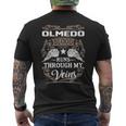 Olmedo Name Gift Olmedo Blood Runs Through My Veins Mens Back Print T-shirt