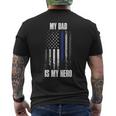 Police Father Police Flag Dad Is My Hero Back The Blue Men's T-shirt Back Print
