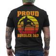 Proud Hurdler Dad Vintage Retro Sunset Track And Field Son Men's T-shirt Back Print