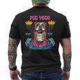 Pug Lover Dog Yoga Funny Meditation Dog Pugs Men's Crewneck Short Sleeve Back Print T-shirt