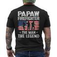 Retro Us Flag Fathers Day Papaw Firefighter The Legend Gift For Mens Mens Back Print T-shirt