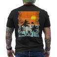 Summer Vacation Surfers At Beach Palm Trees Retro Vintage Men's T-shirt Back Print