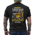 Trucker Fathers Day Best Truckin Stepdad Ever Mens Back Print T-shirt