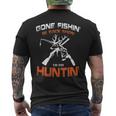 Vintage Gone Fishin Be Back Soon To Go Huntin Men's T-shirt Back Print