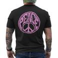 Vintage Pink Peace Sign 60S 70S Hippie Retro Peace Symbol Men's Back Print T-shirt