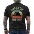Vintage Retro Sunset Fire Fighters Dibs On The Fire Chief Men's T-shirt Back Print