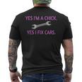 Yes Im A Chick Yes I Fix Cars Lady Girl Mechanic Mens Back Print T-shirt