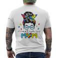 Autism Mom Messy Bun Sunglasses Bandana Autism Awareness Men's Back Print T-shirt