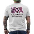 Peace Love Cure Pink Ribbon Cancer Breast Awareness Men's T-shirt Back Print