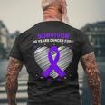10 Years Cancer Free Purple Pancreatic Cancer Survivor Men's T-shirt Back Print Gifts for Old Men
