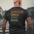 19 Year Old Awesome Since April 2004 19Th Birthday Men's Back Print T-shirt Gifts for Old Men