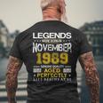 30Th Birthday Vintage Legends Born In 1989 November Men's Back Print T-shirt Gifts for Old Men