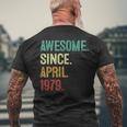 44 Years Old Awesome Since April 1979 44Th Birthday Men's Back Print T-shirt Gifts for Old Men