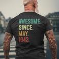 80 Years Old Awesome Since May 1943 80Th Birthday Mens Back Print T-shirt Gifts for Old Men