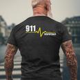911 Dispatcher Heartbeat Thin Gold Line Men's Back Print T-shirt Gifts for Old Men
