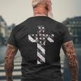 American Usa Flag Freedom Cross Military Style Army Mens Mens Back Print T-shirt Gifts for Old Men