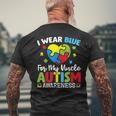 Autism Awareness Month Heart I Wear Blue For My Uncle Men's Back Print T-shirt Gifts for Old Men