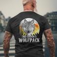 Bachelor Party Grooms Wolf Pack Men's Back Print T-shirt Gifts for Old Men