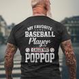 Baseball Dad My Favorite Baseball Player Calls Me Poppop Gift For Mens Mens Back Print T-shirt Gifts for Old Men