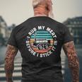 Bbq Dad Offset Smoker Pit Accessory I Rub My Meat Text Men's T-shirt Back Print Gifts for Old Men