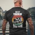 Best Truckin Dad Ever Retro Trucker Dad Funny Fathers Day Mens Back Print T-shirt Gifts for Old Men