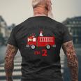 Birthday 2 Year Old Fire Fighter Truck Firetruck Men's T-shirt Back Print Gifts for Old Men
