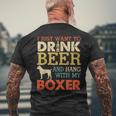 Boxer Dad Drink Beer Hang With Dog Men Vintage Men's T-shirt Back Print Gifts for Old Men