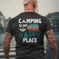 Camping Is My Happy Place Camp Camper Camping Graphic Men's Back Print T-shirt Gifts for Old Men