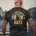 Cat Theme For Cats Lover Easily Distracted By Cats Men's T-shirt Back Print Gifts for Old Men