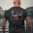 Cigar And Bourbon Great For Cigar Lounge Lovers Men's Back Print T-shirt Gifts for Old Men