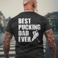 Cool Hockey Dad Best Pucking Dad Ever Sports Gag Men's Back Print T-shirt Gifts for Old Men