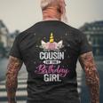 Cousin Of The Birthday Girl Father Gift Unicorn Birthday Mens Back Print T-shirt Gifts for Old Men