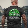 Cute Gnome One Fights Alone Green Ribbon Mental Health Mens Back Print T-shirt Gifts for Old Men